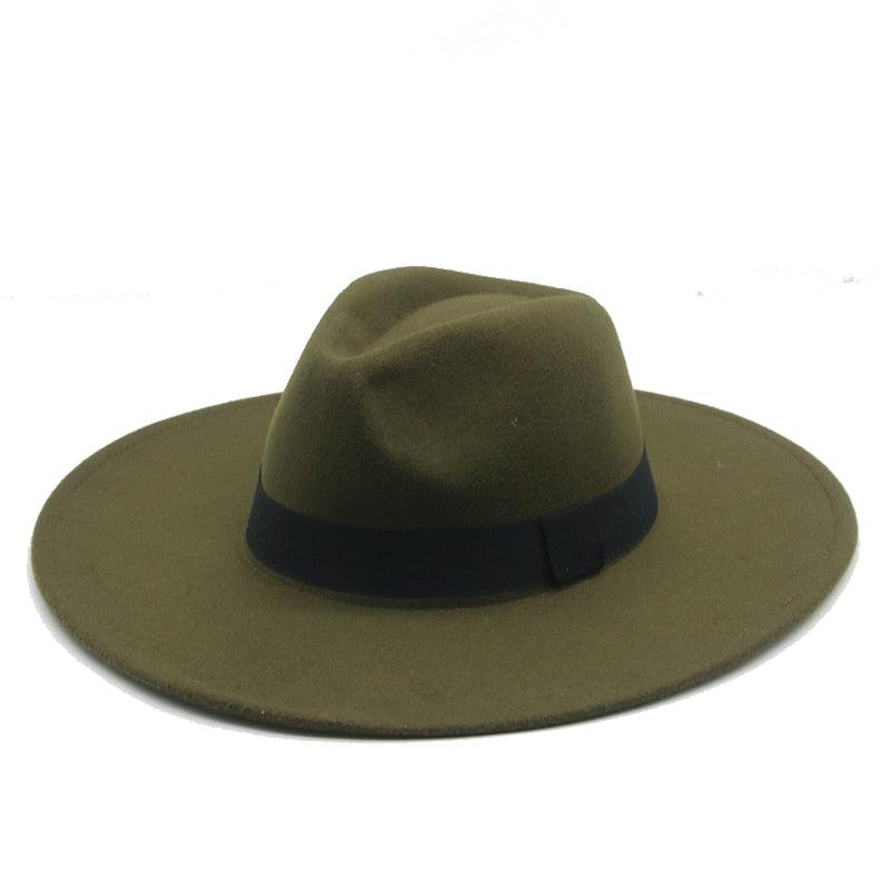 Elegant Wide Brim Fedora Hat Retro Style Dress Cap for Women