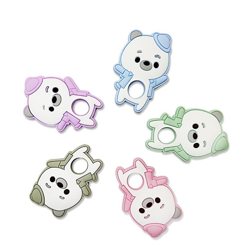 Silicone Bear Baby Teether and Pacifier Clip Set for Teething Relief