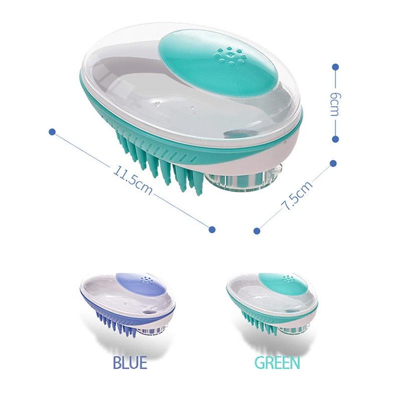 2-in-1 Silicone Pet Bath & Massage Brush Shampoo Dispenser Tool
