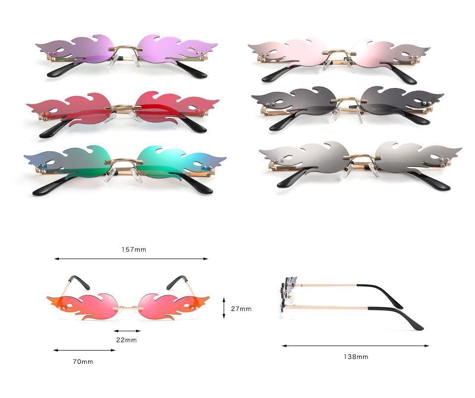 Rimless Fire Flame Sunglasses Y2K Streetwear Wave Eyewear