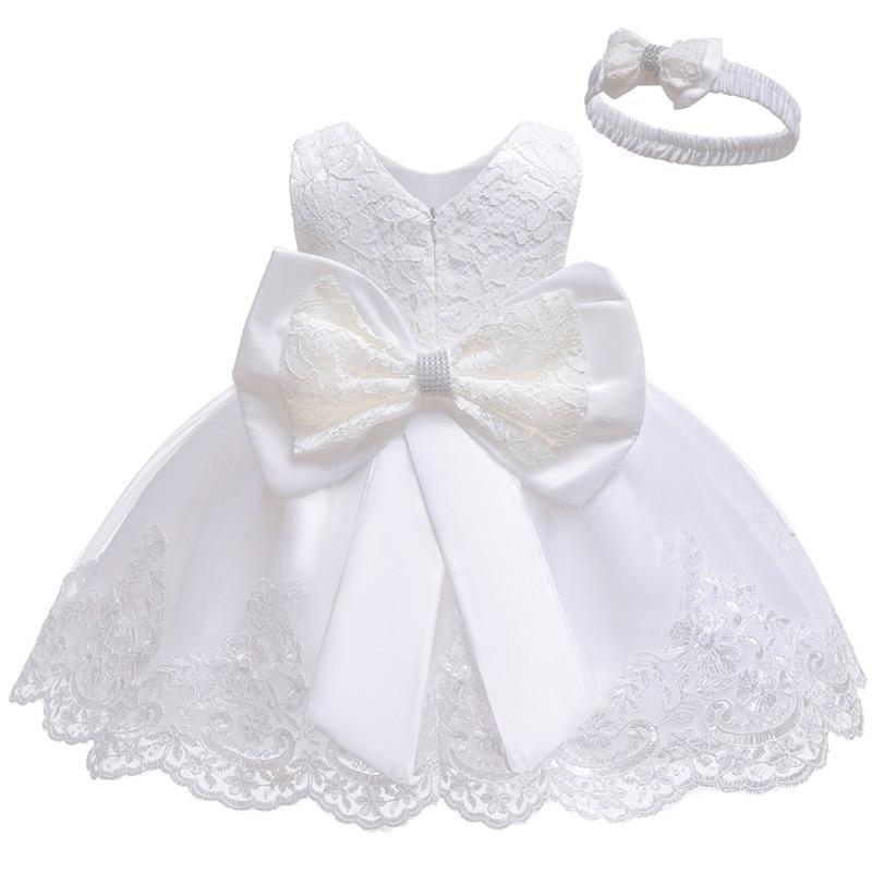 Luxury Baby Girl Lace Bow Dress for 1st Birthday