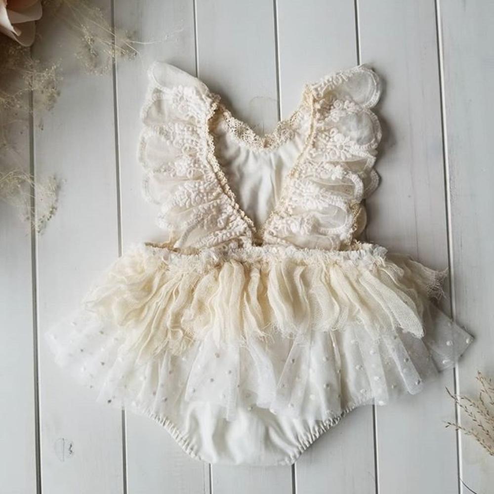 Baby Girl Lace Ruffle Romper Tutu Bodysuit for Newborns 0-24 Months