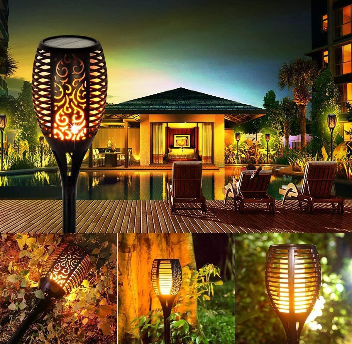 96 LED Solar Flame Torch Lights – Modern Flickering Garden Lamp