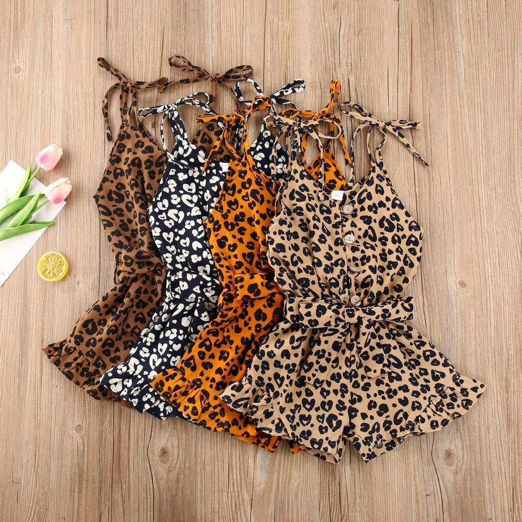 Baby Girls Leopard Print Sleeveless Romper Bohemian Playsuit