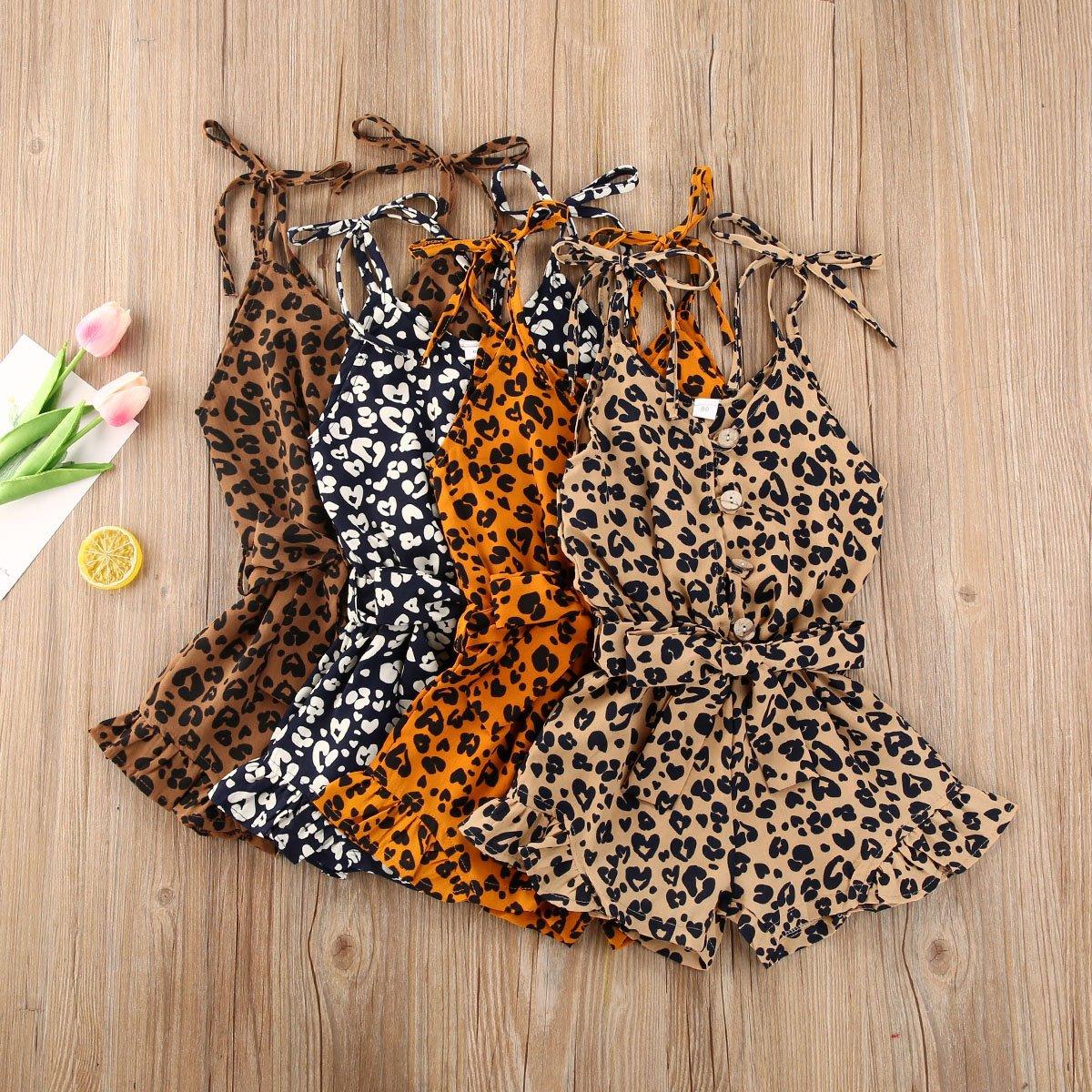 Baby Girls Leopard Print Sleeveless Romper Bohemian Playsuit