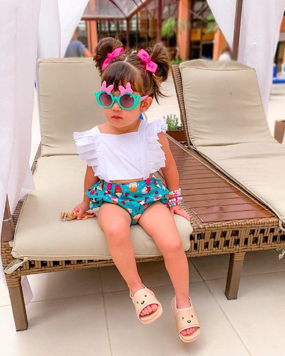 Baby Girl Summer Ruffled Backless Romper in Cotton