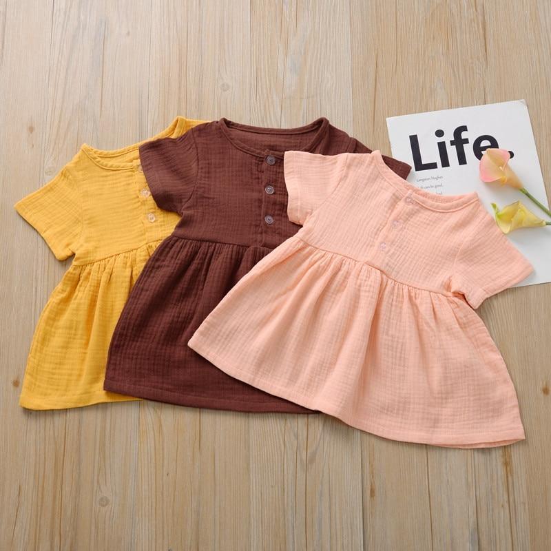 Toddler Girl Minimalist Cotton Linen A-Line Dress