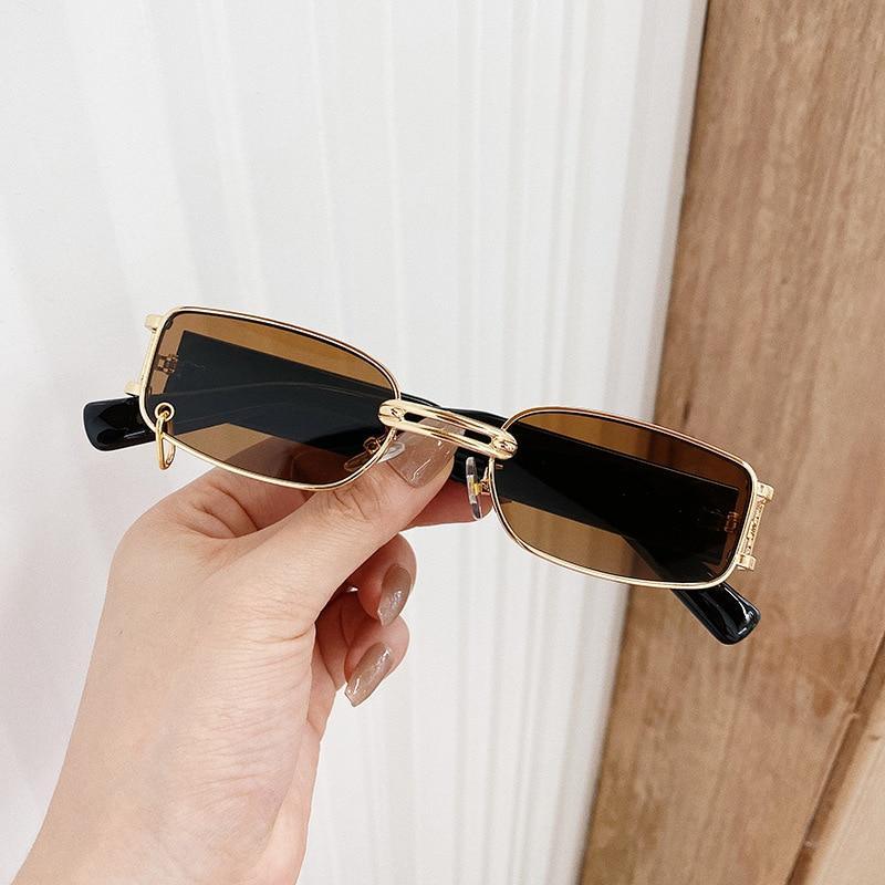 Small Rectangle Sunglasses – Retro Punk Style Rimless Shades
