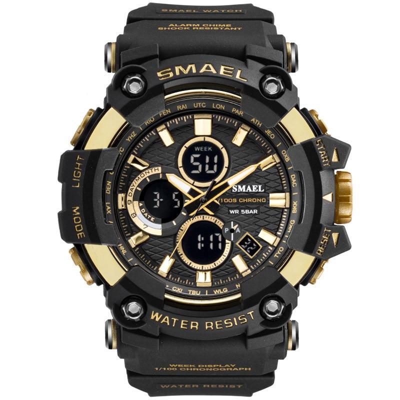 Men's Military Sports Quartz Watch 50M Waterproof Digital Black