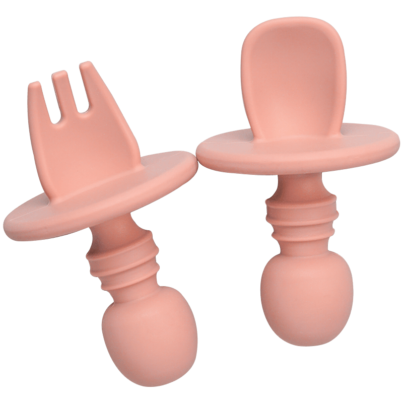 Baby Silicone Spoon and Fork Set – Ergonomic Self-Feeding Utensils
