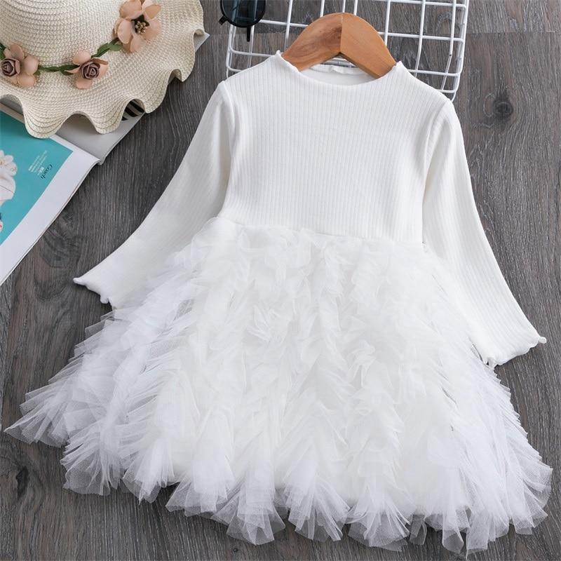 Girls Winter Knit Dress Grey White Festive Long Sleeve Holiday Outfit