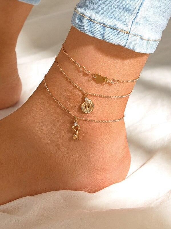 Gold Bohemian Shell and Starfish Anklet for Women Summer Beach
