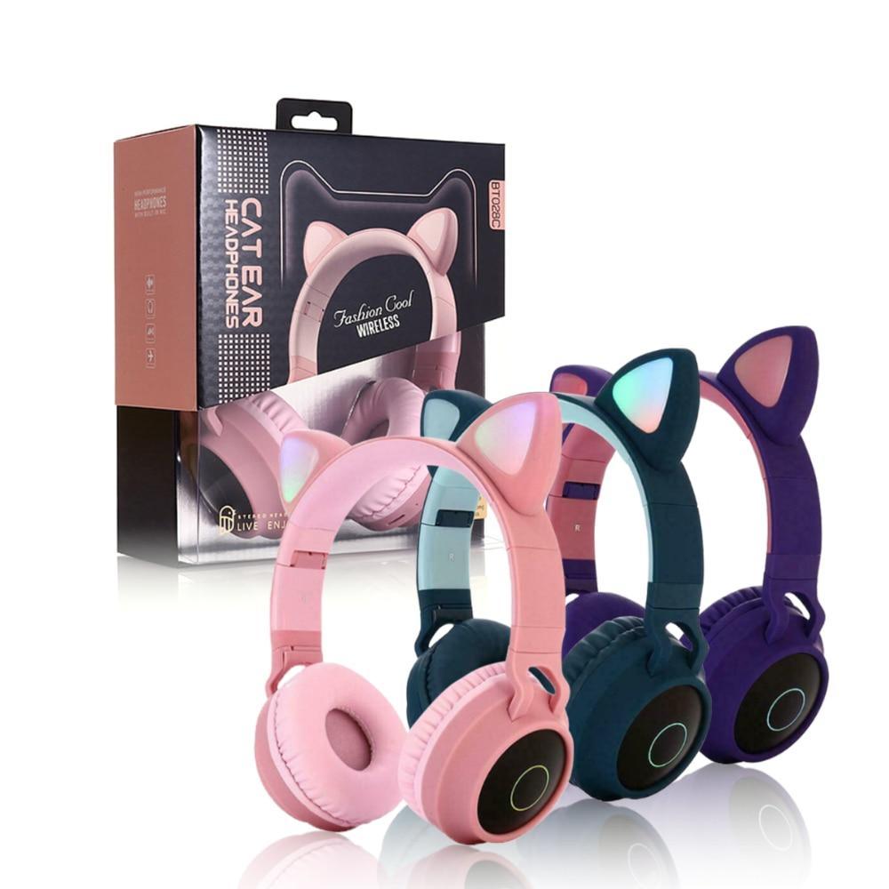 Pink Wireless Bluetooth Kids Headphones with Microphone & Folding Design
