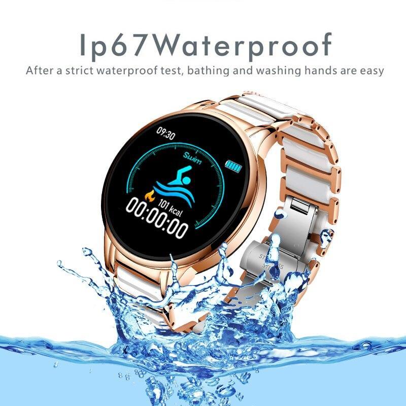 Women’s Ceramic-Style Smart Sport Watch with Health Monitors