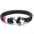 Unisex Nautical Anchor Rope Bracelet in Blue Red White Silver