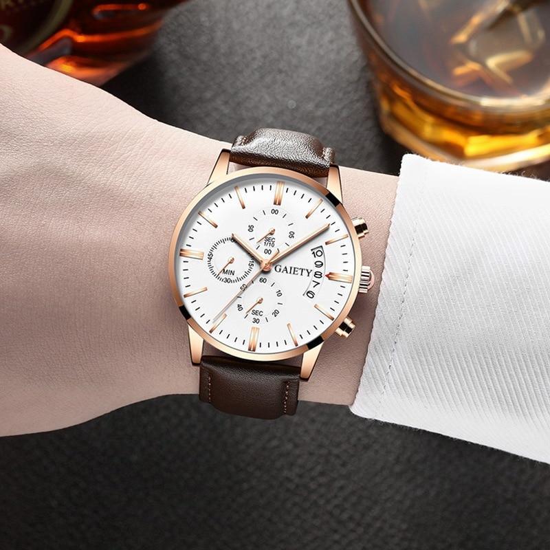 Minimalist Men’s Quartz Watch with Genuine Leather Band