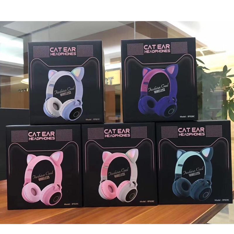 Wireless LED Cat Ear Bluetooth 5.0 Headphones with Mic