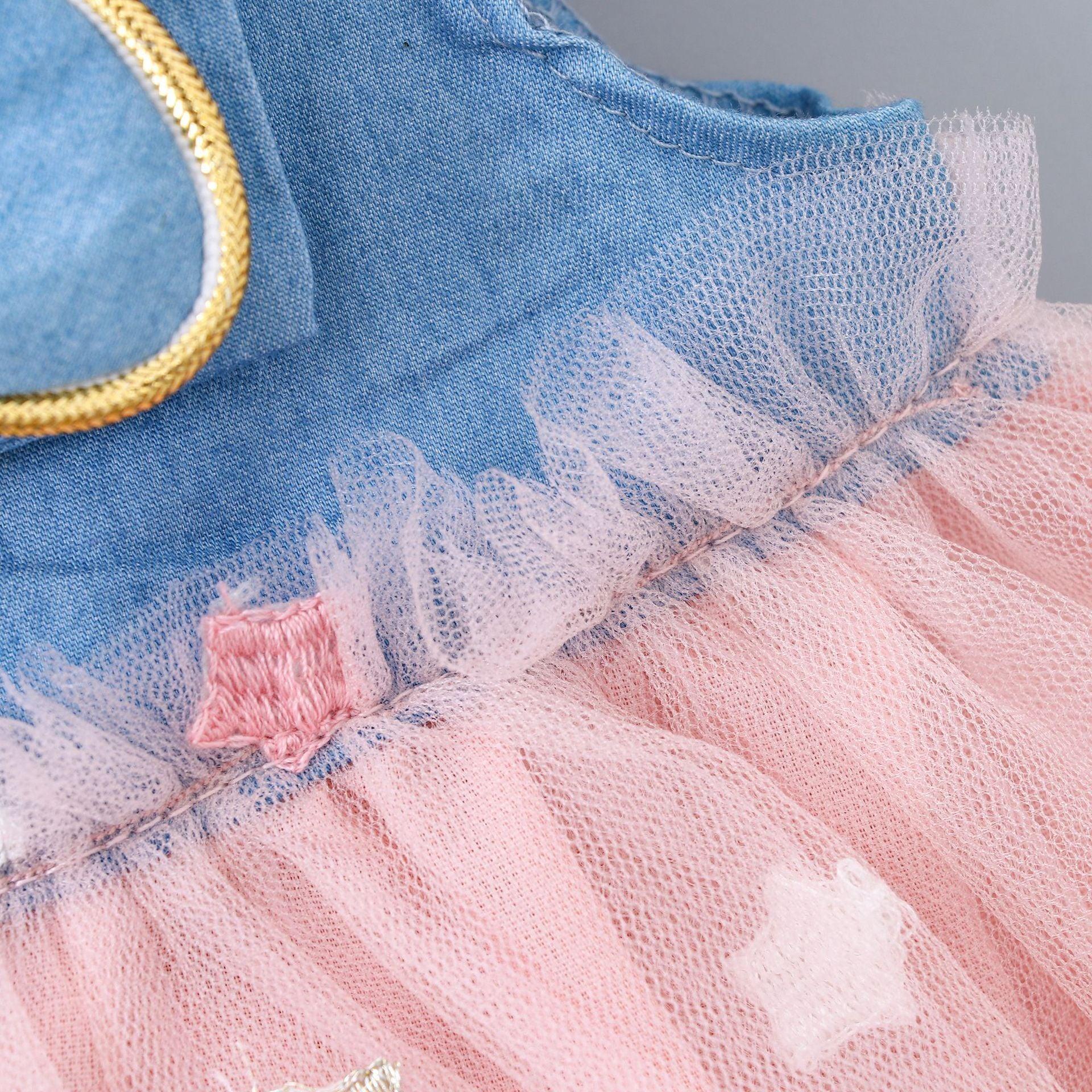Baby Girl Tulle Tutu Dress - Elegant Denim Princess Party Outfit