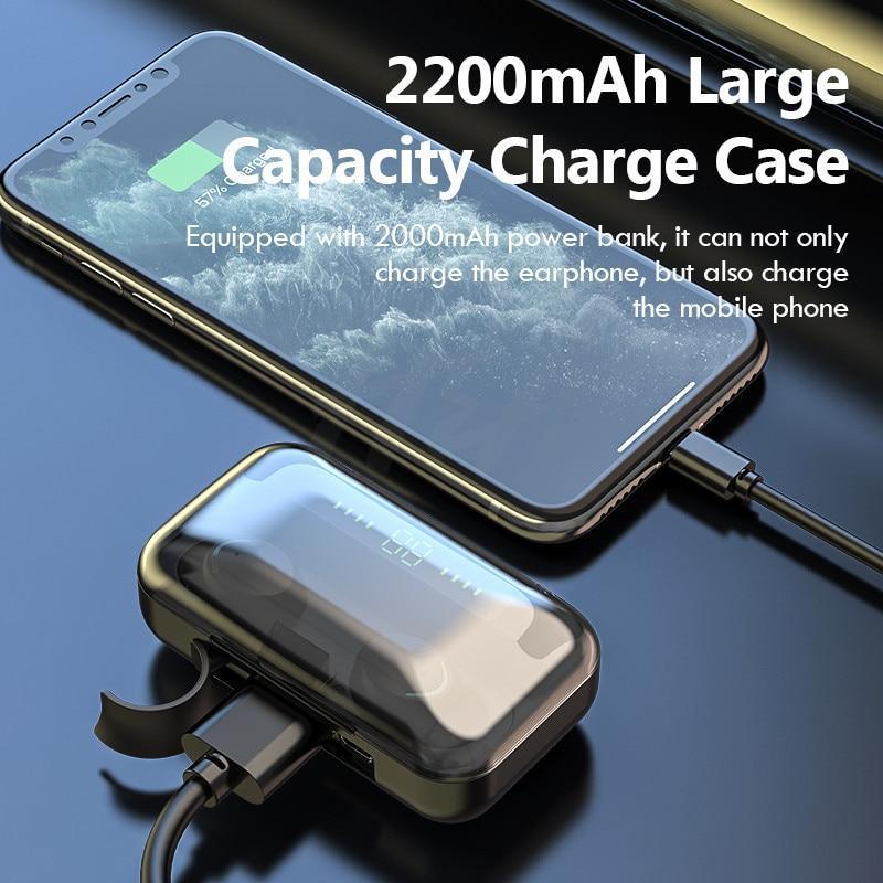 Bluetooth 5.0 Wireless Sports Earphones with 2200mAh Charging Case