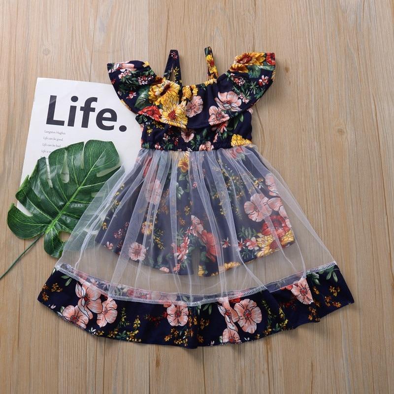Playful Floral Princess Dress for Girls, Birthday & Summer