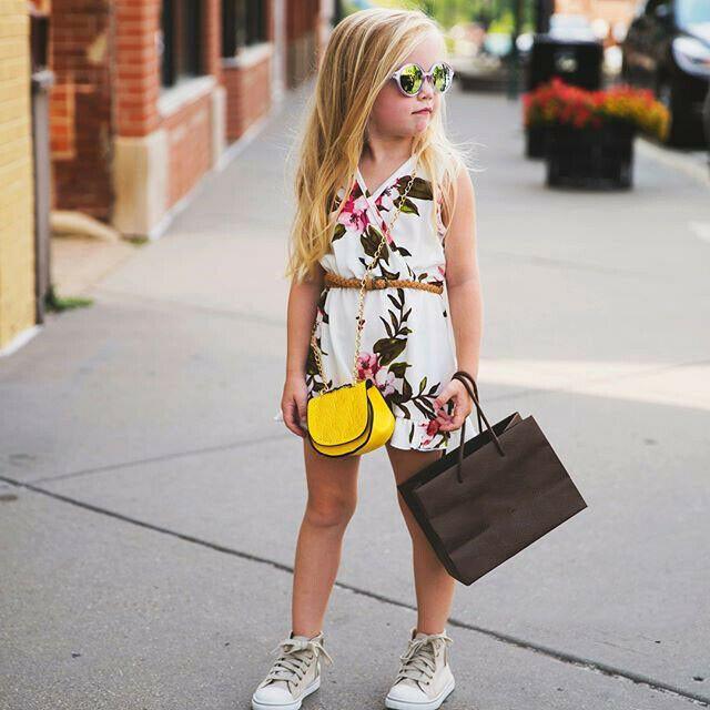 Baby Girls Floral Sleeveless Romper in Yellow and White Cotton