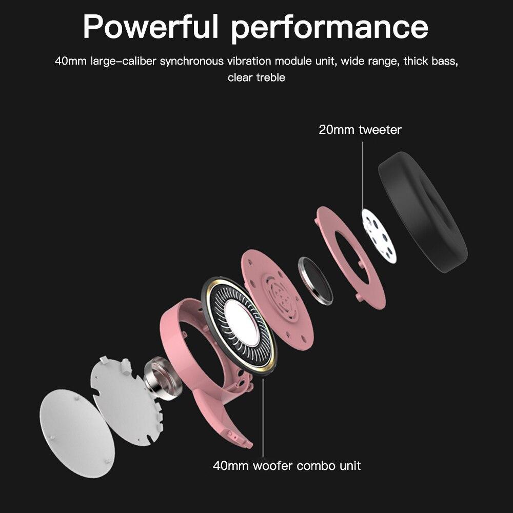Wireless Bluetooth Foldable Kids Headphones with Microphone - Pink