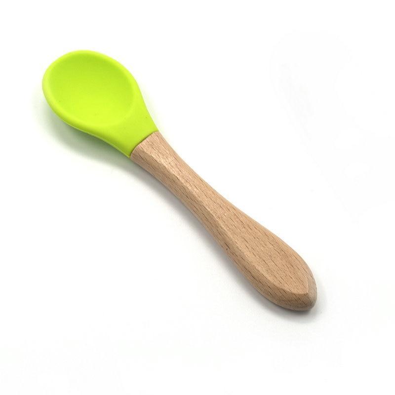 Organic Bamboo Baby Training Spoons with Soft Silicone Tips 2-Pack