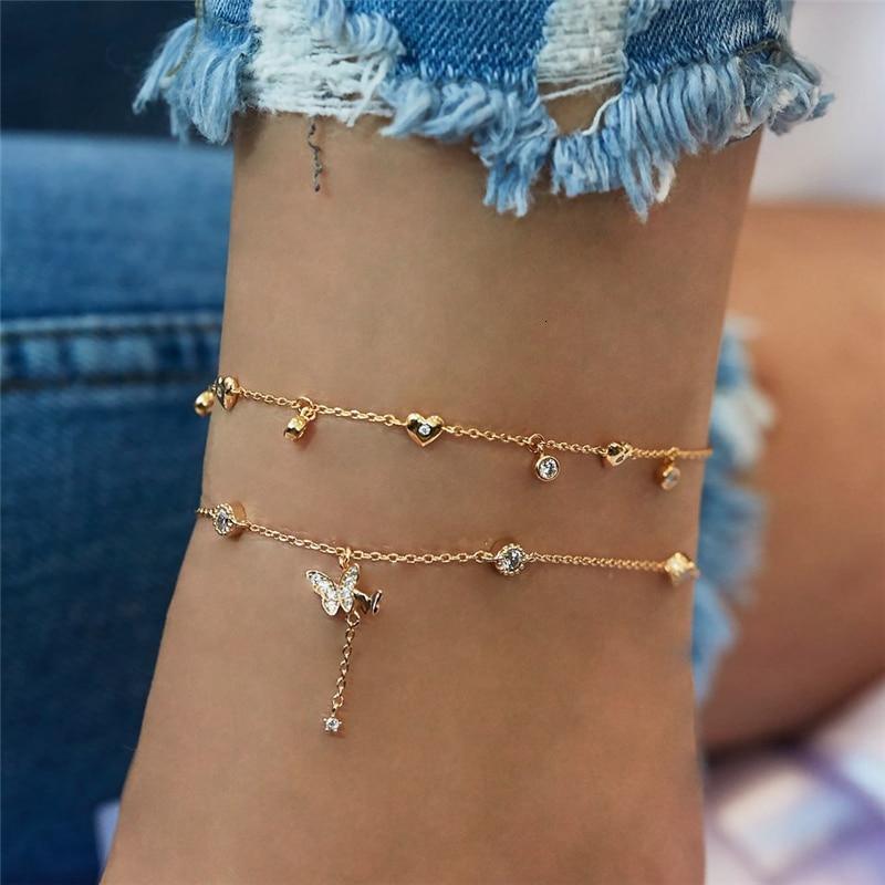 Gold Bohemian Shell and Starfish Anklet for Women Summer Beach