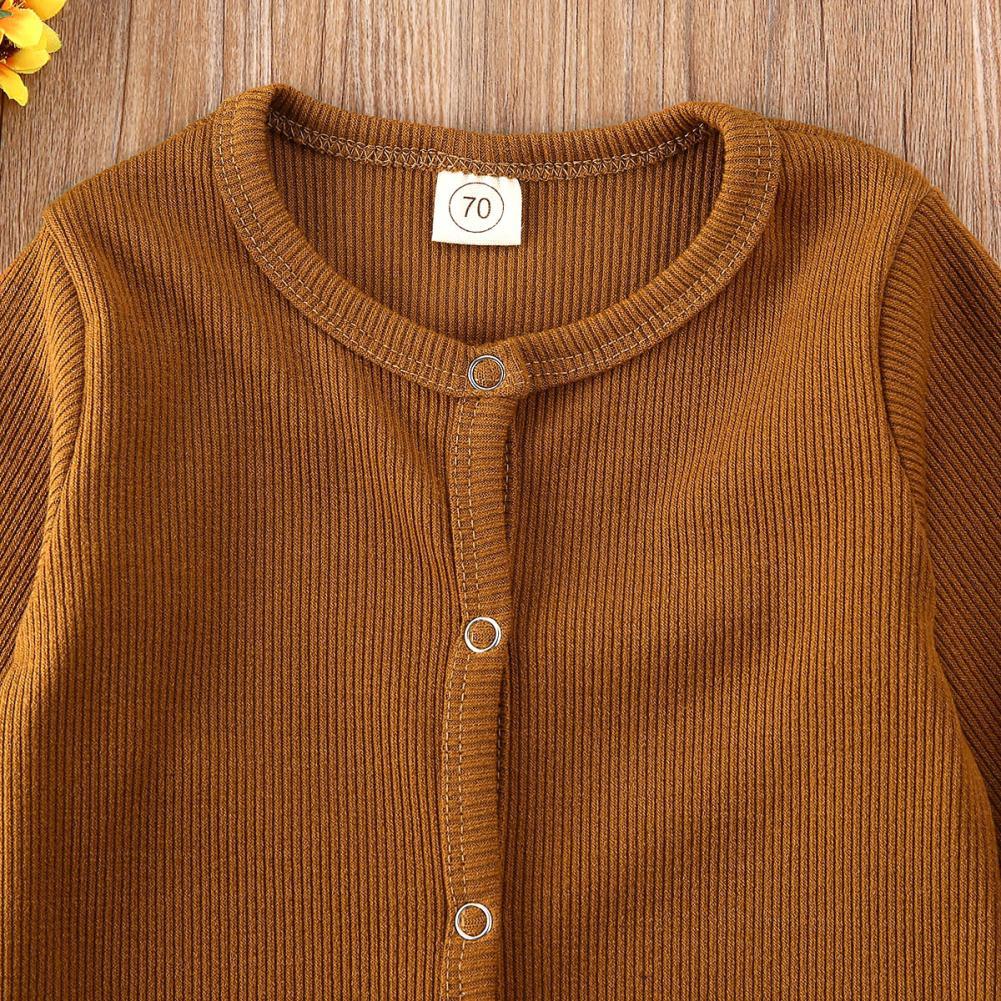 Minimalist Baby Knitted Long Sleeve Romper in Muted Earth Tones