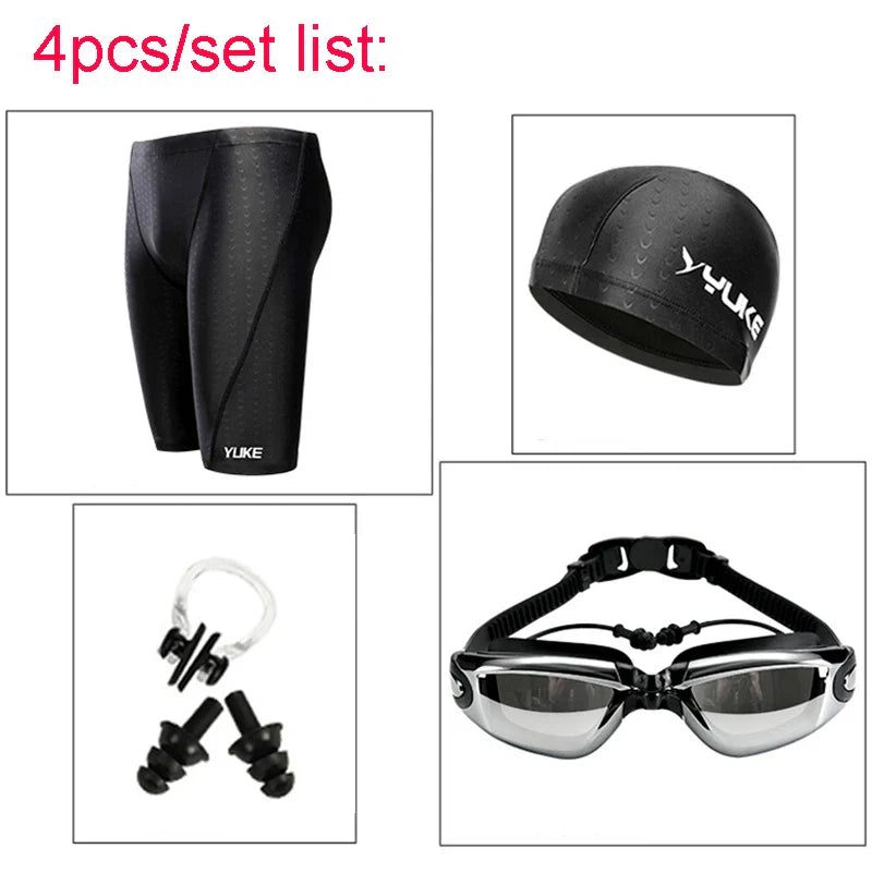 Men Swim Shorts Waterproof Goggles & Ear-plug Cap