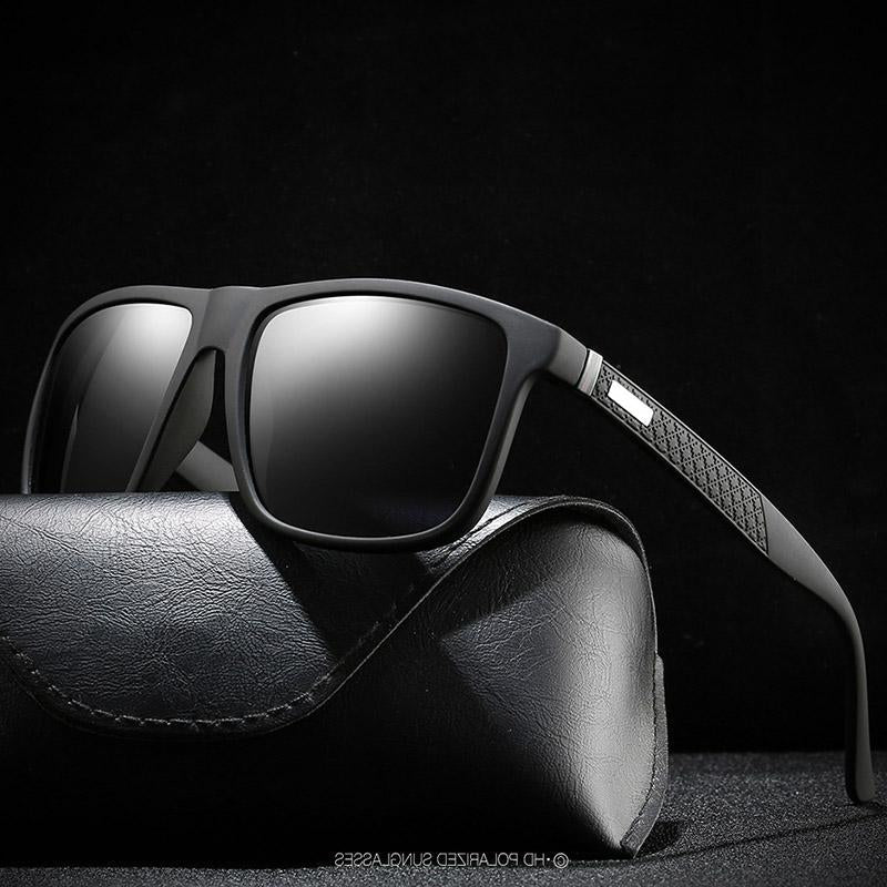 Unisex black classic polarized sport sunglasses with UV400 protection