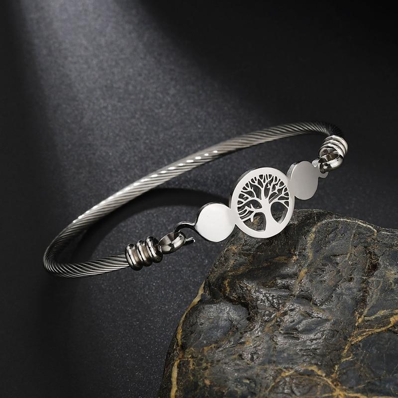 Tree of Life Gold Stainless Steel Cuff Bangle