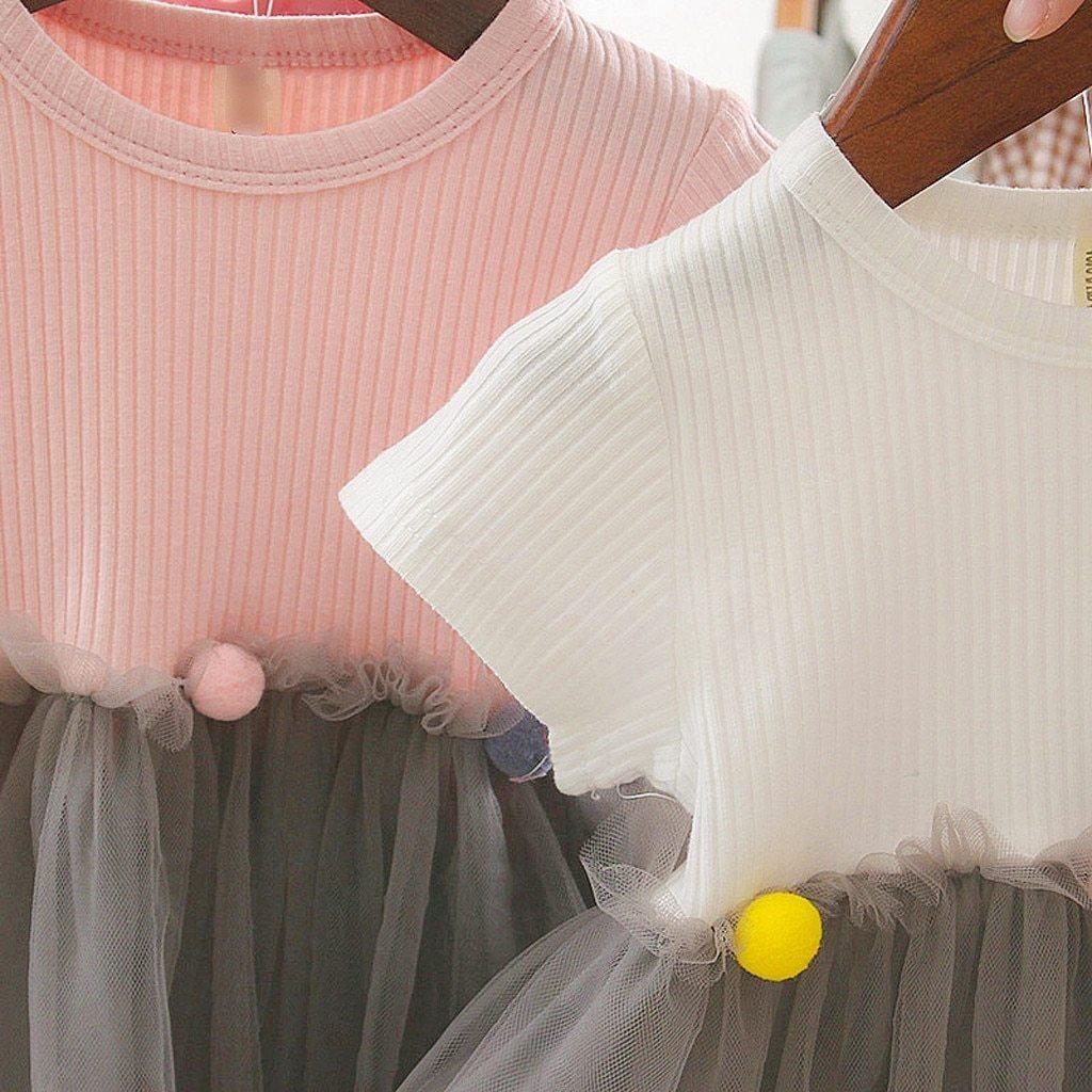 Toddler Girls Patchwork Tulle Princess Dress Casual Knit Playwear
