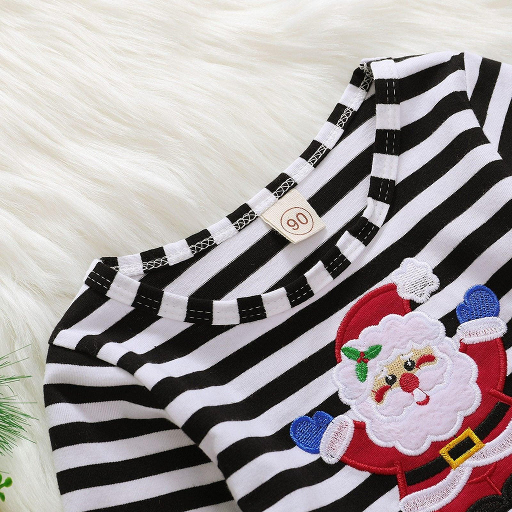 Baby Girl Christmas Santa Striped Dress and Headband Set