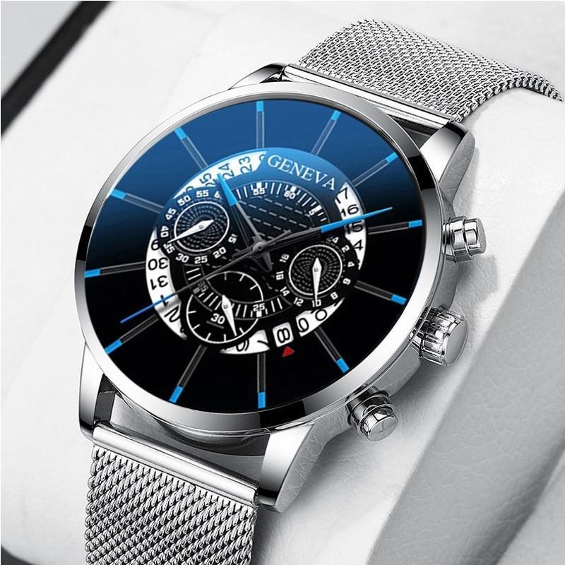 Men's Stainless Steel Calendar Quartz Wristwatch - Modern Sport