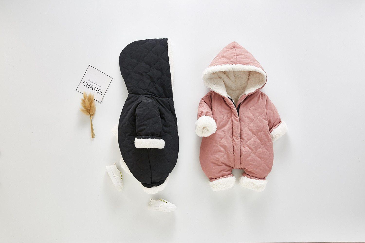 Plush Thickened Winter Jumpsuit for Infants - Minimalist Snowsuit