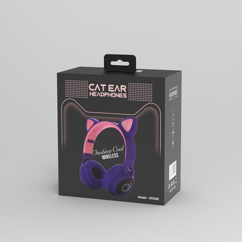 Wireless LED Cat Ear Bluetooth 5.0 Headphones with Mic