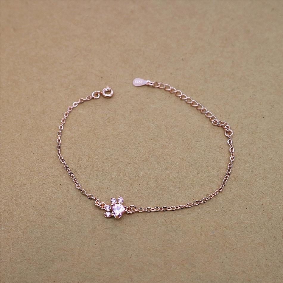 Rose Gold Pet Paw Heart Bracelet - AAA Cubic Zircon Luxury
