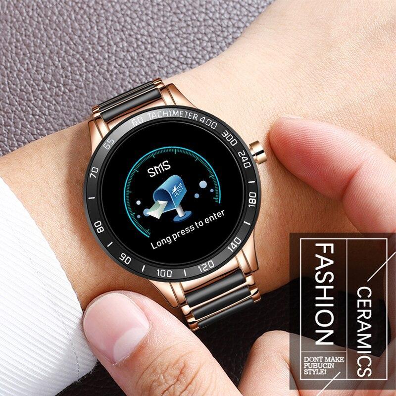 Modern Ceramic Smart Watch with Heart Rate & Fitness Tracker