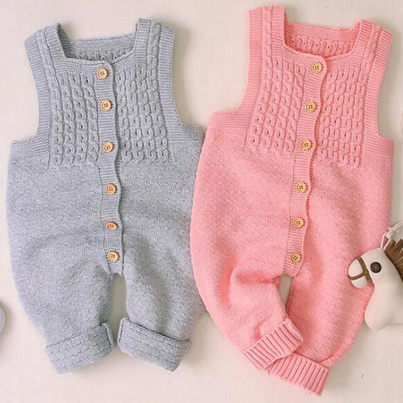 Handmade Knitted Baby Romper - Retro Sleeveless Cotton Jumpsuit