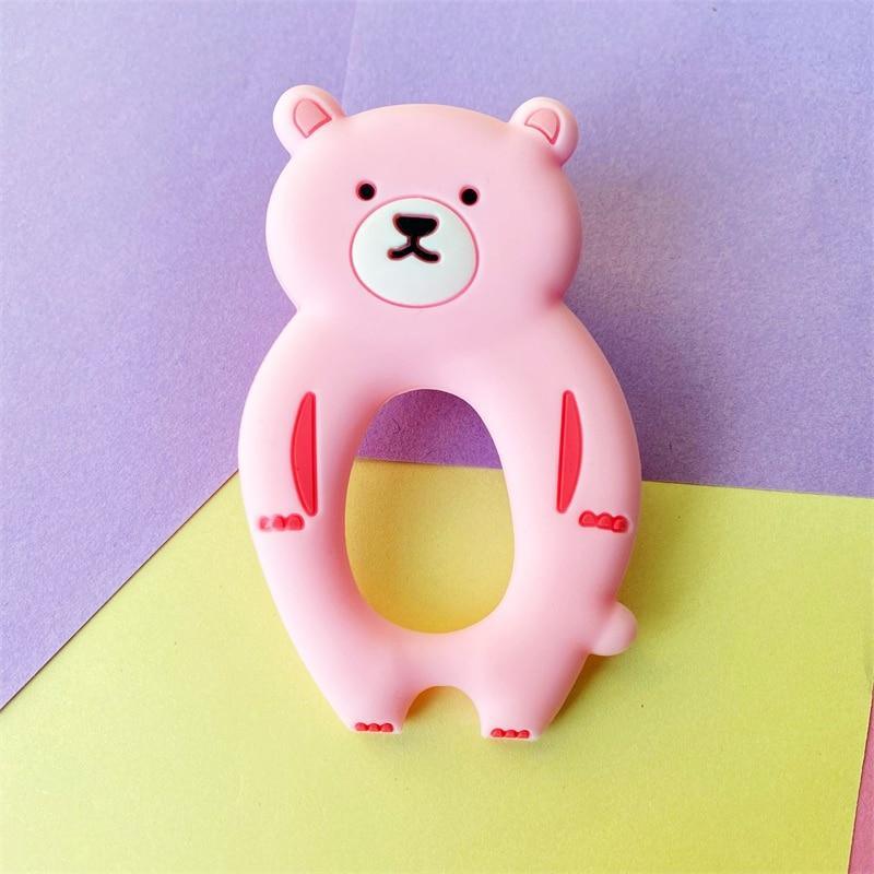 4pcs Kawaii Bear Silicone Teethers - Soft Baby Chew Toys