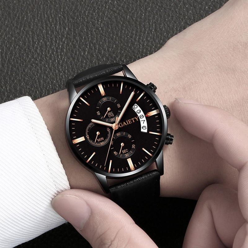 Minimalist Men’s Quartz Watch with Genuine Leather Band