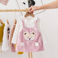 Vintage Style Baby Girls Cartoon Bear Long Sleeve Dress Shirt