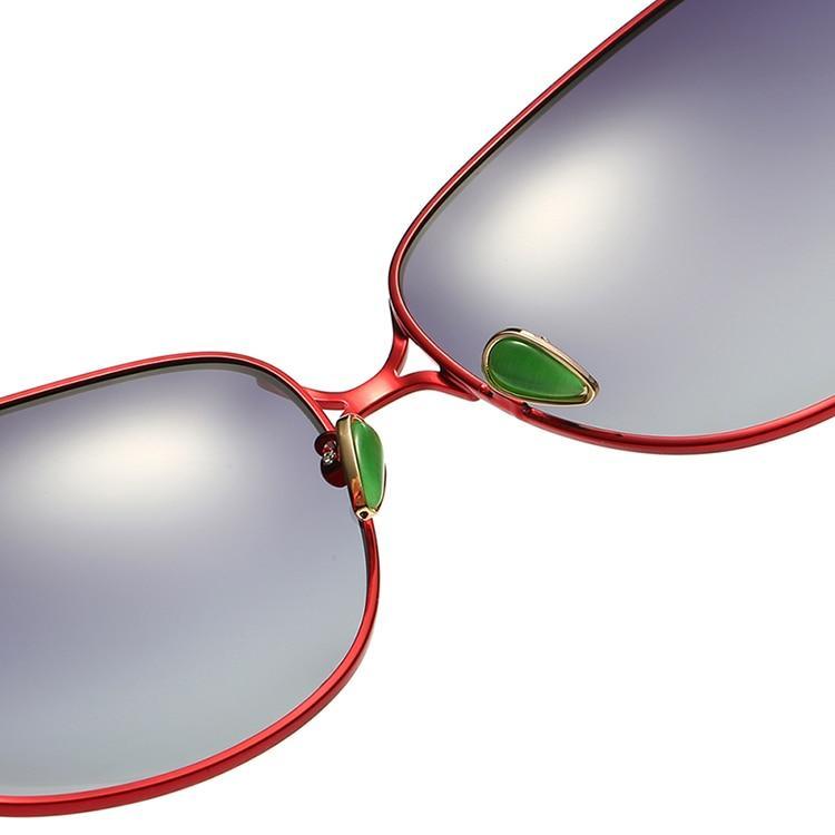 Oversized Polarized Luxury Sunglasses with Pearl Detail - Ladies