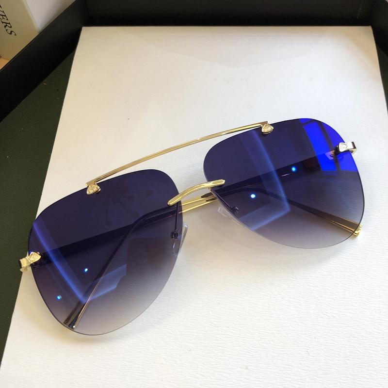 Unisex Trendy Pilot Rimless Mirror Sunglasses UV400 Gradient