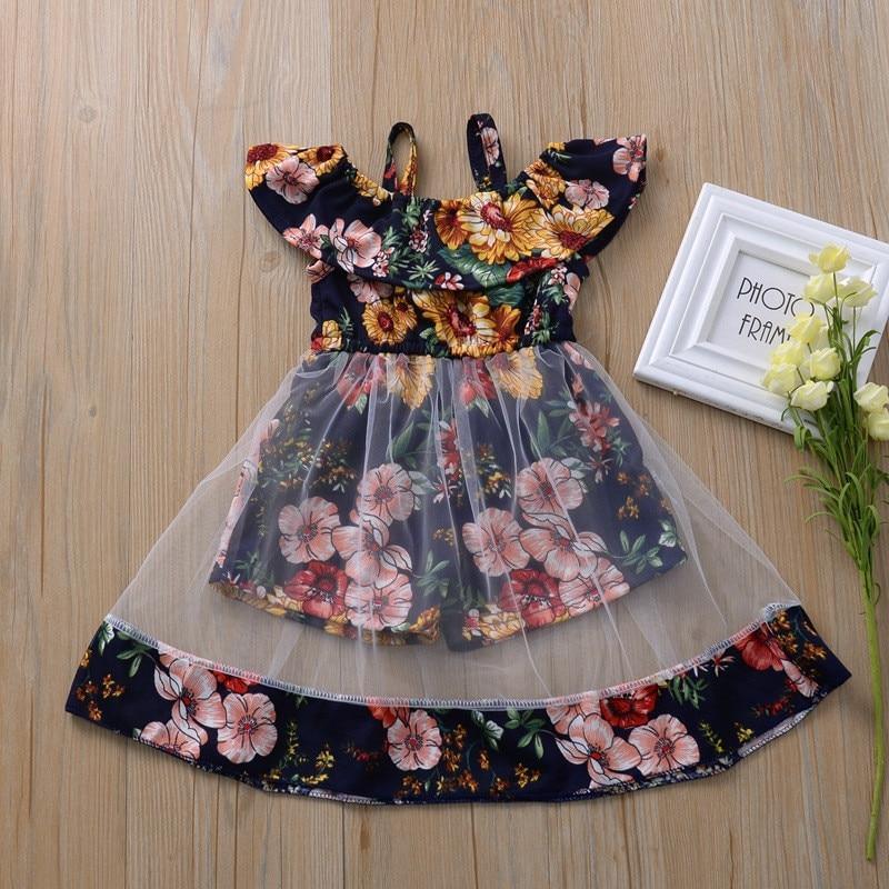 Playful Floral Princess Dress for Girls, Birthday & Summer