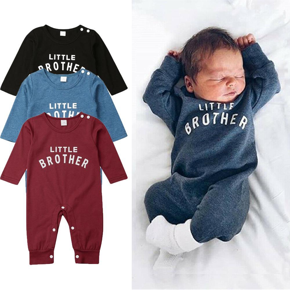 Infant Little Brother Knit Long Sleeve Romper - Comfy Casual Jumpsuit