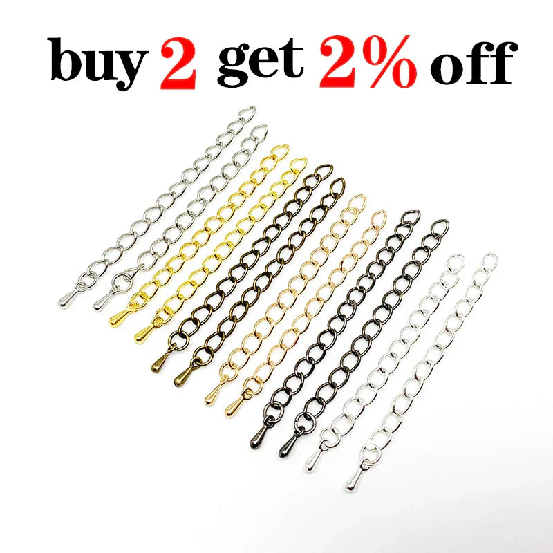 20pcs/lot 50-70mm Extended Extension Tail Chain Connectors Water Drop End Beads For DIY Jewelry Making Bracelet Necklace