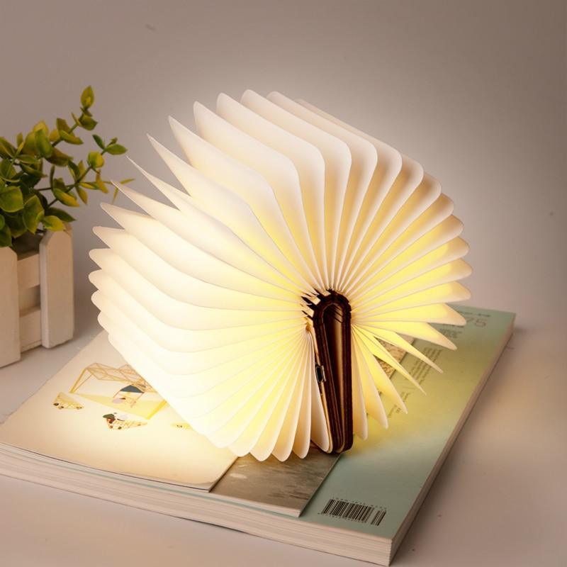 Foldable Wood Book Lamp - Rechargeable LED Magnetic Night Light