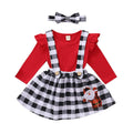Cute Baby Girl Plaid Suspender Dress for Autumn and Winter